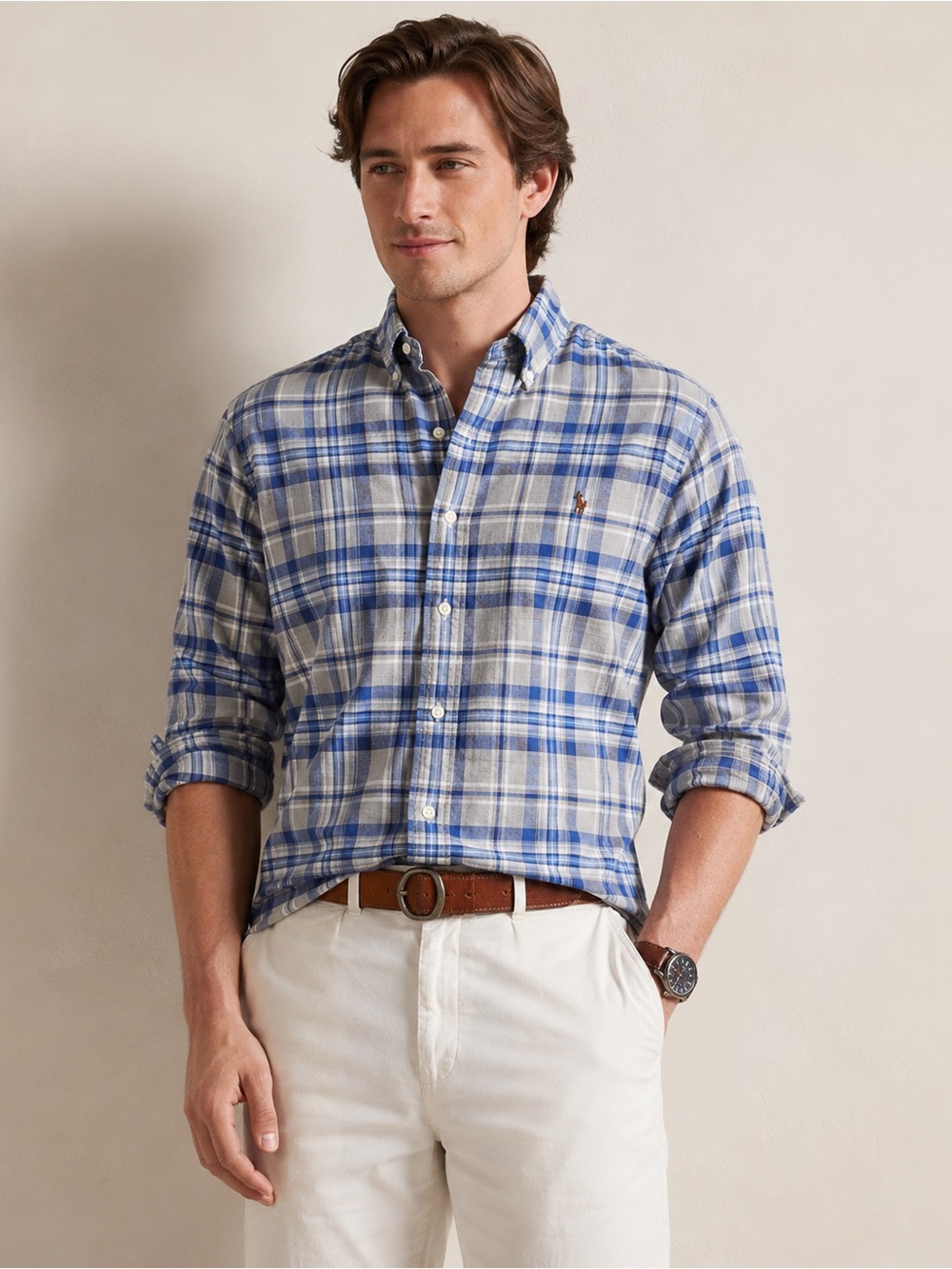 NWT Polo by Ralph Lauren Blue & White Plaid Button-Down Shirt